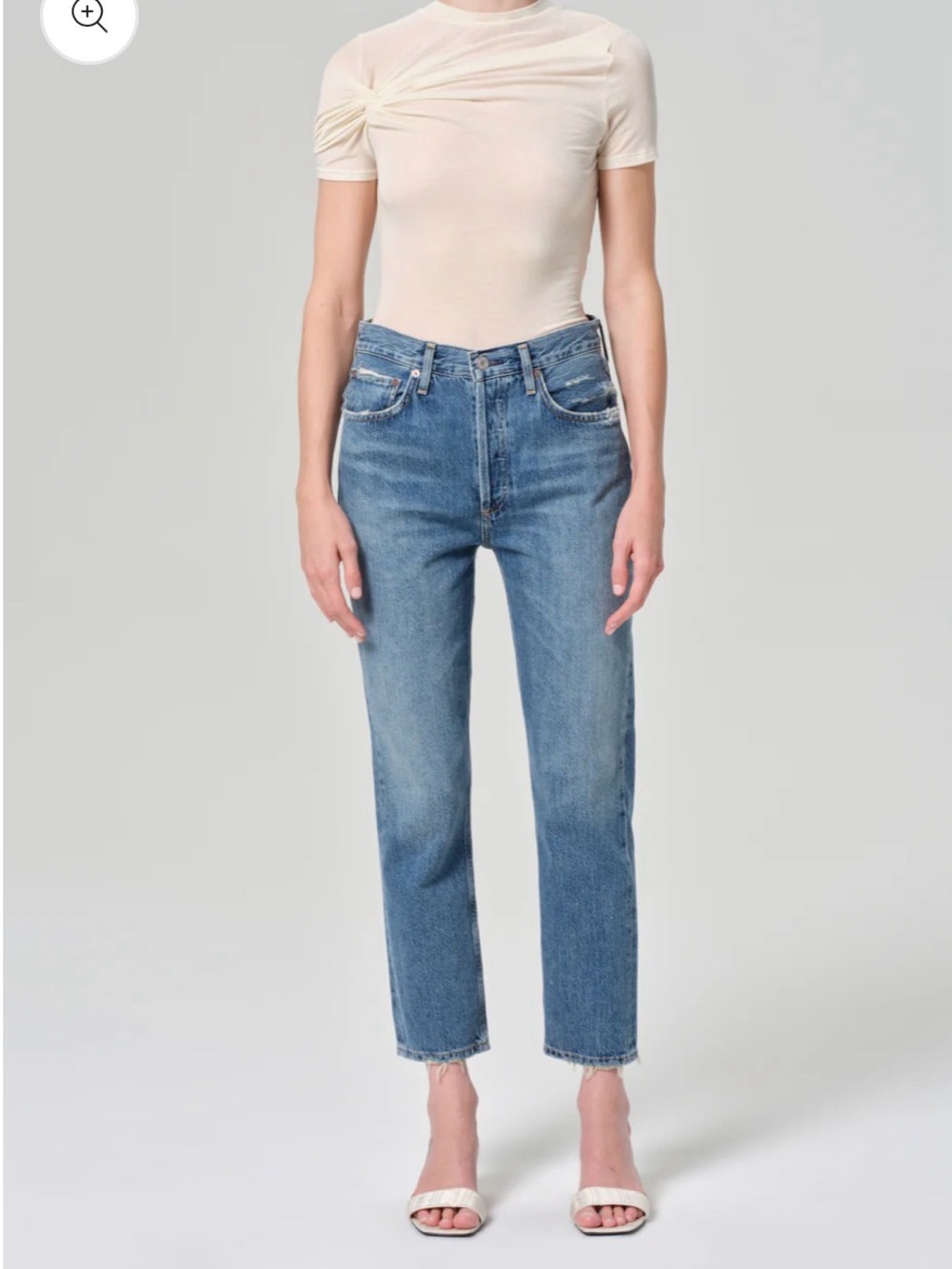 AGOLDE Riley Crop Straight Leg Button Fly High Waist Jeans
